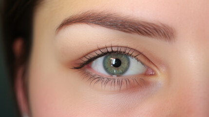 Fototapeta premium microblading eyebrow models and beautiful female eyes