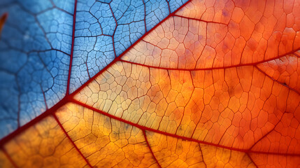 Macro background of colorful autumn dry leaf background. Generative Ai.
