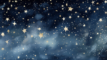 Fototapeta premium Magic starry night. Seamless vector pattern with stars texture marble. Generative Ai.