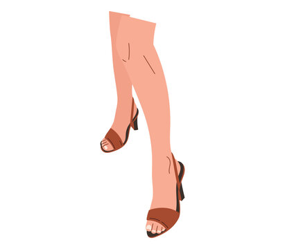 Women beautiful slender legs in high-heeled red shoes. Vector isolated fashion illustration.