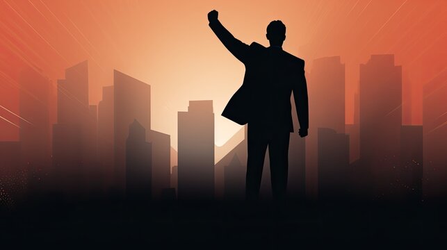 background image of a businessman rising up.
