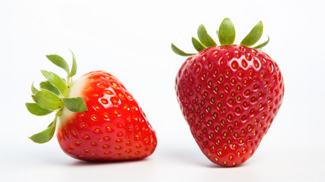 close up image of fresh strawberry fruit isolated on white background created with Generative AI Technology