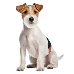 Sitting Fox Terrier Dog Portrait, Isolated - obrazy, fototapety, plakaty