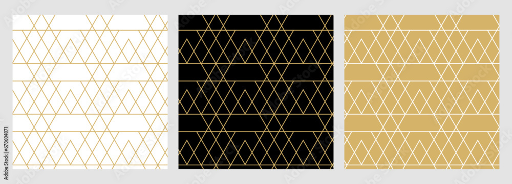 Poster seamless abstract pattern for christmas background with elegant golden triangles, polygonal lines. v