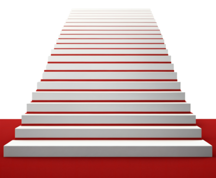 Stairs with carpet isolated in transparent background PNG