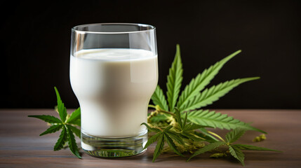 Obraz na płótnie Canvas Cannabis milk in glass