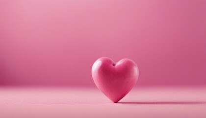 pink heart on a red background - obrazy, fototapety, plakaty