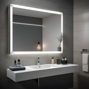 Contemporary vanity mirror with LED lighting, adding a touch of modernity to the bathroom.

