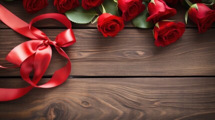 Valentine's Day Heart Shaped Rose Copy Space Background