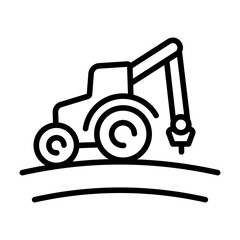 Tractor line icon, outline vector sign, linear style pictogram isolated on white. Symbol, logo illustration