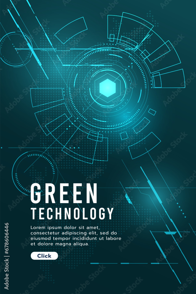 Poster hi-tech digital green technology futuristic circuit digital. abstract futuristic curve digital line 