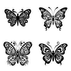 butterfly, insect, vector, nature, set, silhouette, design, illustration, collection, fly, animal, pattern, tattoo, beauty, wing, decoration, art, summer, symbol, spring, icon, black, shape, butterfli