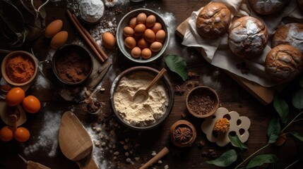 Food knolling baking still-life.