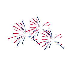 Fototapeta na wymiar Fireworks and stars in national American colors. Vector illustration isolated on white background