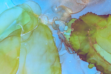 Ink Wash Pastel. Art Flow Abstract Print. Sea