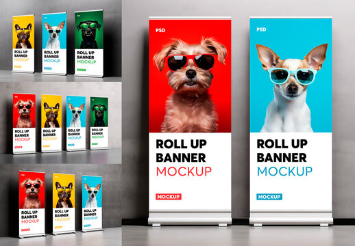 Roll up Banner mockup set - ai generated