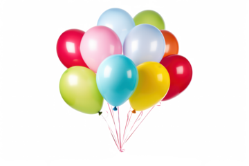 colorful balloons isolated on transparent background cutout, png file