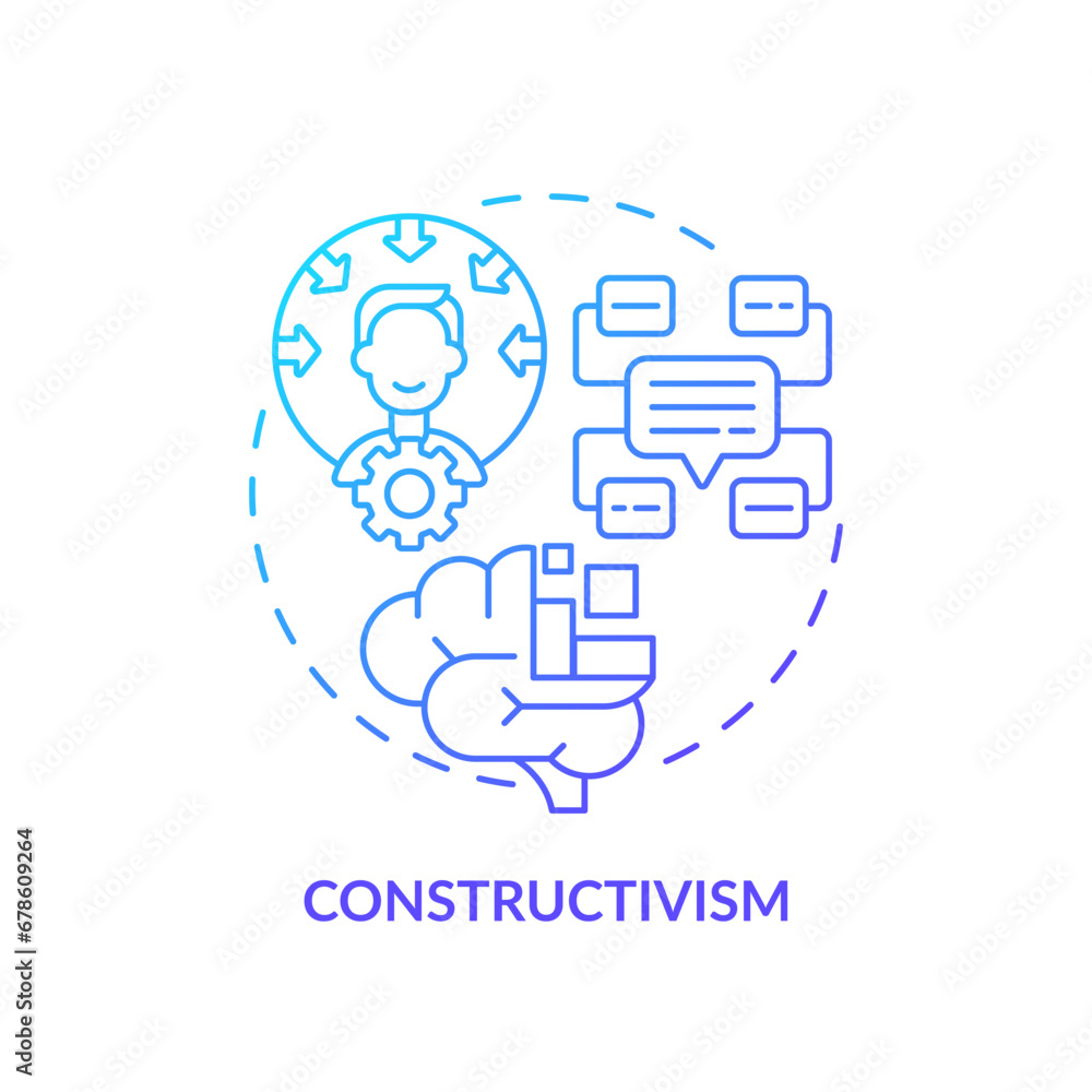 Poster 2d gradient constructivism icon, simple vector, thin line illustration representing learning theorie
