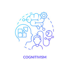 2D gradient cognitivism icon, simple vector, thin line illustration representing learning theories.