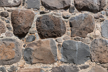 Basalt rock wall detail of Belvoir Crusader Castle in Israel