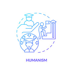 2D gradient humanism icon, simple vector, thin line illustration representing learning theories.