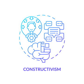 2D gradient constructivism icon, simple vector, thin line illustration representing learning theories.