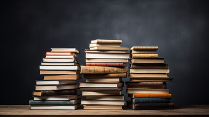 Stack of books isolated on dark background