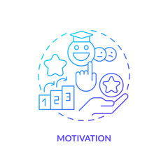 2D gradient motivation icon, simple vector, thin line illustration representing learning theories.