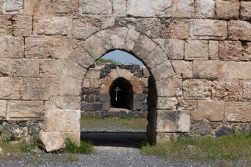 Arches and walls of Belvoir Crusader Castle in northern Israel