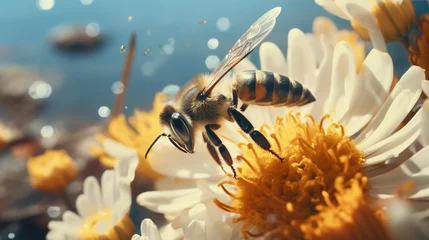 Foto op Aluminium A bee and a flower in perfect symbiosis, showcasing the beauty of natural relationships. © rehman
