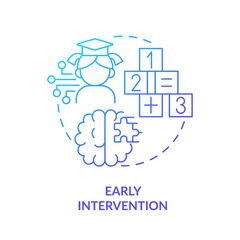 2D gradient early intervention icon, simple vector, thin line illustration representing learning theories.
