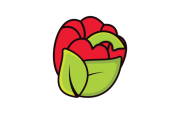 Red Bell Pepper vegetable with Green Leaves vector illustration. Food nature icon concept. Garden fresh food vegetable bell pepper and medical green leaves vector design with shadow.