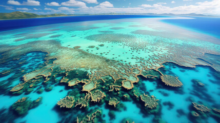 Fototapeta na wymiar beautiful view of Australia's Great Barrier Reef with underwater coral views created with Generative AI Technology