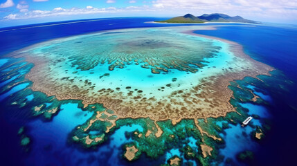 beautiful view of Australia's Great Barrier Reef with underwater coral views