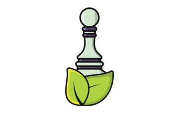 Pawn Chess with Green Leaves vector illustration. Sport board game object icon concept. Green leaf and chess icon logo.