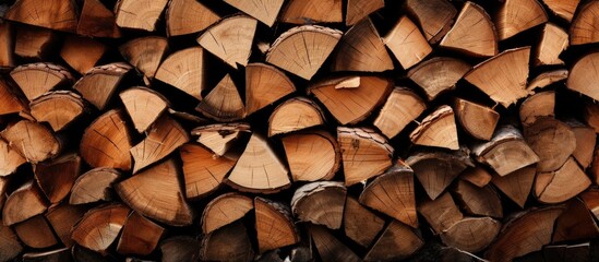 Vertical backdrop of firewood