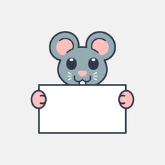 Cute Mouse Holding a Blank Sign