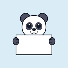 Cute Panda Holding a Blank Sign