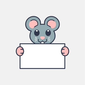 Cute Mouse Holding a Blank Sign