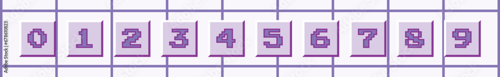 Poster numbers from 0 to 9 on keyboard buttons in y2k style. old computer aesthetics. vector illustration