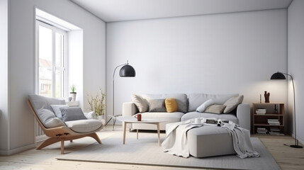 Modern scandinavian living room interior, Indoors, Modern, Home Interior, Apartment. generative ai