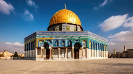 The dome of rock on temple mount, Jerusalem, Israel. It is an Islamic shrine located in the Old City of Jerusalem. - obrazy, fototapety, plakaty