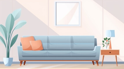 pastel color Modern scandinavian living room interior, Indoors, Sofa, Home Interior. generative ai