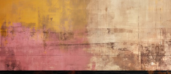 Grunge textured art background with varied color patterns beige brown black and pink