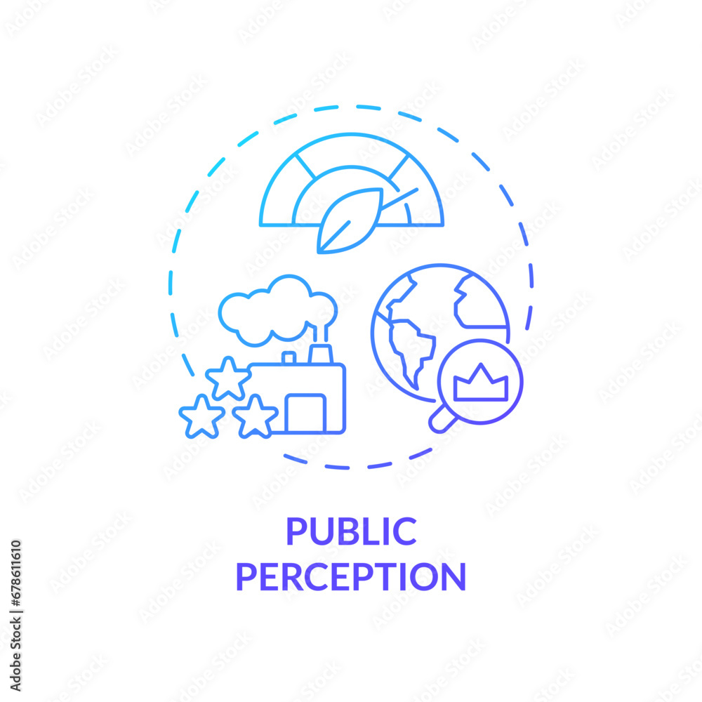 Poster 2d gradient public perception icon, simple isolated vector, climate metrics thin line illustration.