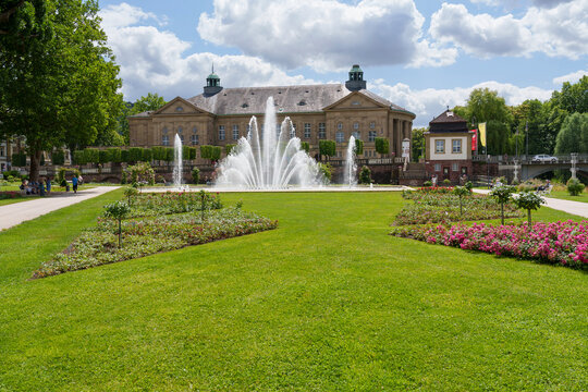 Kurpark und Rosengarten im Staatsbad Bad Kissingen, Unterfranken, Franken, Bayern, Deutschland