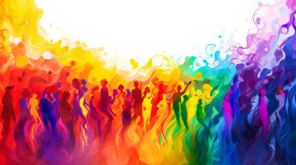 Abstract drawing of stylized people in colors of LGBT community - concept of supporting sexual minorities