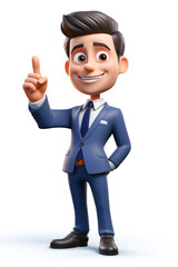 Fototapeta premium Business manager in blue suite with raised finger