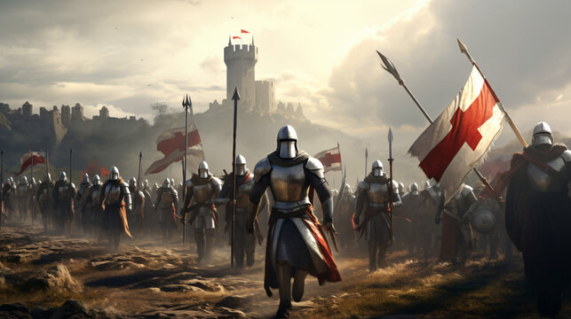 Crusaders marching to concord enemy