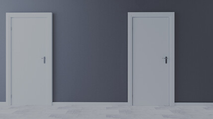 Closed doors in a modern office. 3D rendering
